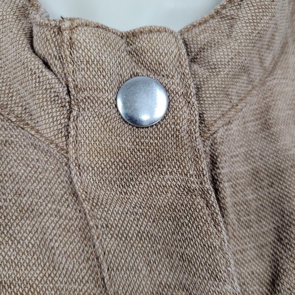 Nicole Miller Brown Linen Blend Lightweight Unlined Snap Jacket Size Large L - Picture 9 of 15